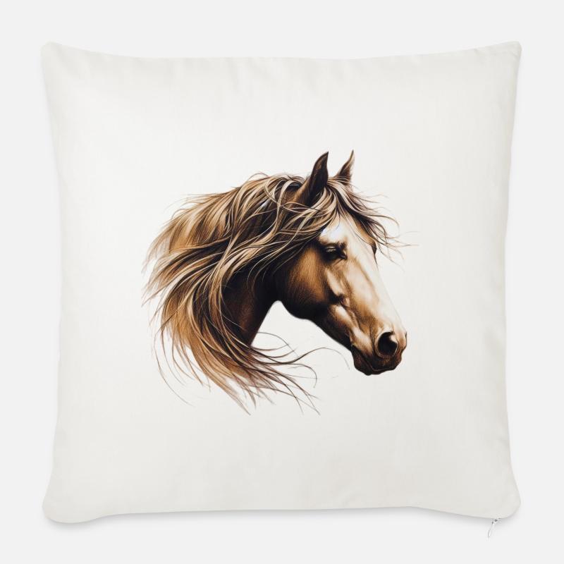 Pferd - Sofakissenbezug 45 x 45 cm - Naturweiß 