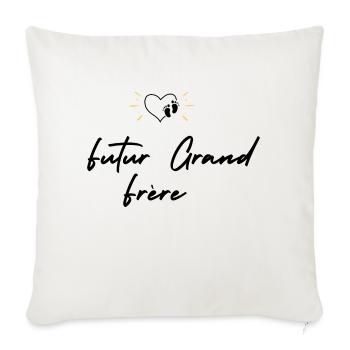 Futur grand frère - annonce futur grand frère - Housse de coussin décorative 45 x 45 cm - blanc nature - Devant