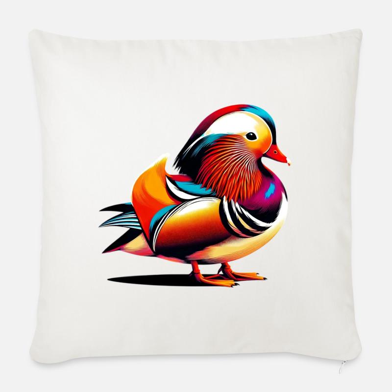 Mandarinente - Sofakissenbezug 45 x 45 cm - Naturweiß 