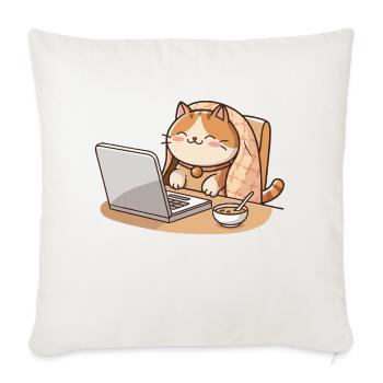 Kitten on laptop with blanket and breakfast - Sofa pillowcase 17,3'' x 17,3'' (45 x 45 cm) - natural white - Front