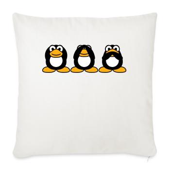 Three wise penguins don't hear anything say team - Sofa pillowcase 17,3'' x 17,3'' (45 x 45 cm) - natural white - Front