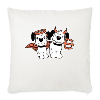 2 Chiens Ange Diable Satan Ciel Enfer Conscience - Housse de coussin décorative 45 x 45 cm - blanc nature - Devant