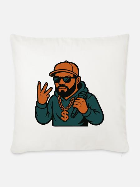 Rapper – Mic in der Hand, Style im Blut - Sofakissenbezug 45 x 45 cm - Naturweiß