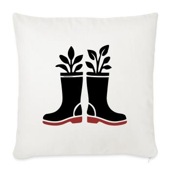 Icône des plantes bottes en caoutchouc - Housse de coussin décorative 45 x 45 cm - blanc nature - Devant