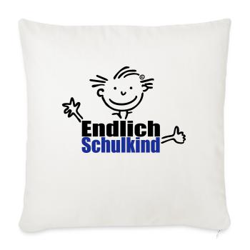 Junge: Endlich Schulkind - Sofakissenbezug 45 x 45 cm - Naturweiß  - Vorne