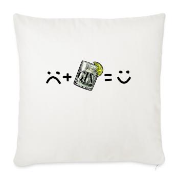 Triste moi (triste) + Gin Tonic = Happy Me - Housse de coussin décorative 45 x 45 cm - blanc nature - Devant