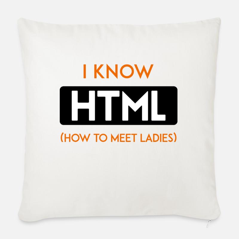 HTML web developer entwickler CSS Programmierer - Sofakissenbezug 45 x 45 cm - Naturweiß 