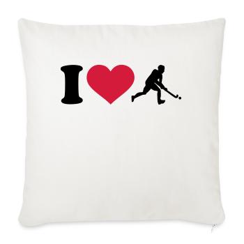 I love Hockey - Housse de coussin décorative 45 x 45 cm - blanc nature - Devant