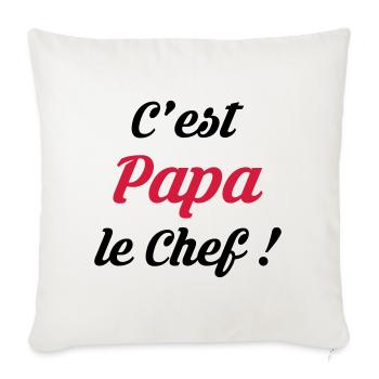 Papa / Fête des Pères / Pere / Cuisine Chef / Bébé - Housse de coussin décorative 45 x 45 cm - blanc nature - Devant