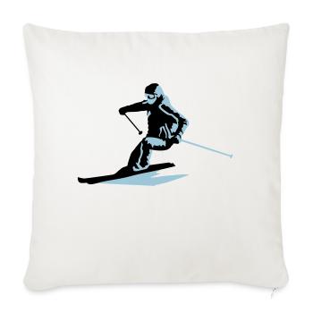 skieur, ski - Housse de coussin décorative 45 x 45 cm - blanc nature - Devant