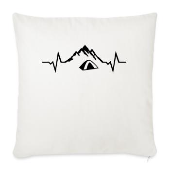 Hiking & Camping Heartbeat - Mountain & Tent ECG - Sofa pillowcase 17,3'' x 17,3'' (45 x 45 cm) - natural white - Front