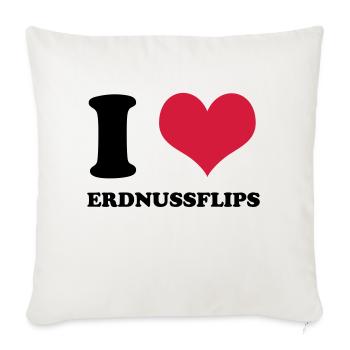 I Love Erdnussflips - Sofakissenbezug 45 x 45 cm - Naturweiß  - Vorne