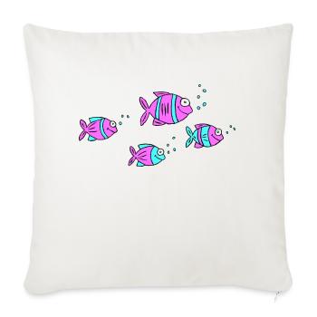 Fish Cichlid Water Sea Graffiti Drawing - Sofa pillowcase 17,3'' x 17,3'' (45 x 45 cm) - natural white - Front