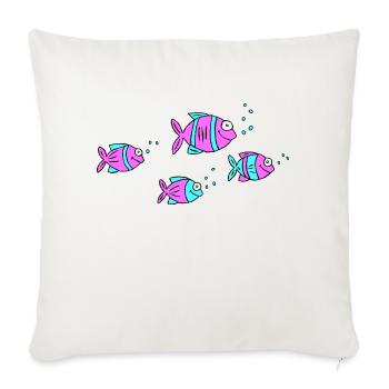 Fish Cichlid Water Sea Graffiti Drawing - Sofa pillowcase 17,3'' x 17,3'' (45 x 45 cm) - natural white - Front