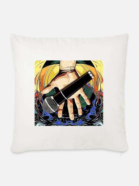 Musikalisches Mikrofon - Sofakissenbezug 45 x 45 cm - Naturweiß