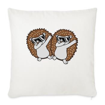 2 amis hérissons dabbing - Housse de coussin décorative 45 x 45 cm - blanc nature - Devant
