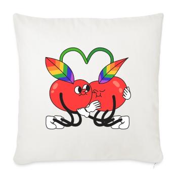 cerise, queer, cherry, hugging - Housse de coussin décorative 45 x 45 cm - blanc nature - Devant