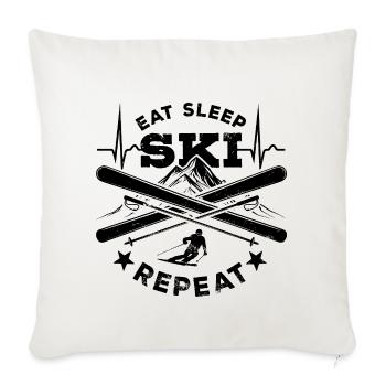 Manger Dormir Ski Répéter - Ski - Ski - Housse de coussin décorative 45 x 45 cm - blanc nature - Devant