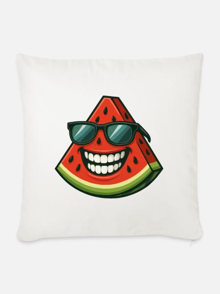 Coole Wassermelone mit Sonnenbrille Sommerfrucht - Sofakissenbezug 45 x 45 cm - Naturweiß 