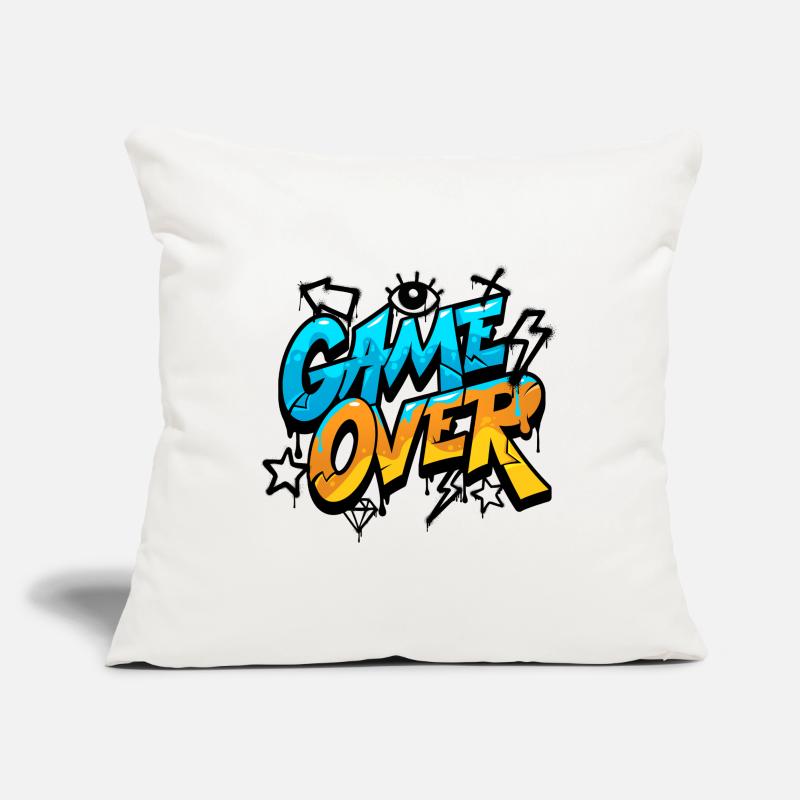 Game Over Conception de style graffiti Housse de coussin décorative 45 x 45 cm
