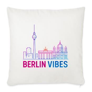 Berlin Vibes Neon Skyline Silhouette City - Sofa pillowcase 17,3'' x 17,3'' (45 x 45 cm) - natural white - Front