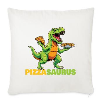 Pizzasaurus Dinosaure Amateur de pizza drôle - Housse de coussin décorative 45 x 45 cm - blanc nature - Devant