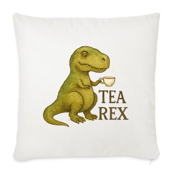 Tea Rex: Aquarell Dino Tea Time - Sofakissenbezug 45 x 45 cm - Naturweiß  - Vorne