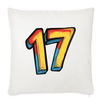 17 Zahl Bunt - Sofakissenbezug 45 x 45 cm - Naturweiß  - Vorne