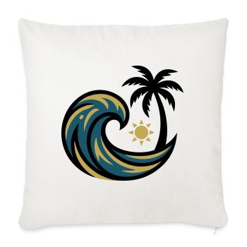 Wave Palm Tree Surfing Beach Vacation Beach Club - Sofa pillowcase 17,3'' x 17,3'' (45 x 45 cm) - natural white - Front