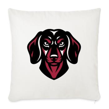 Logo du teckel noir - Housse de coussin décorative 45 x 45 cm - blanc nature - Devant