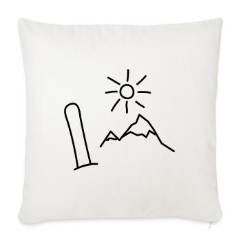 Snowboard Design mit Bergen und Sonne - Sofakissenbezug 45 x 45 cm - Naturweiß  - Vorne
