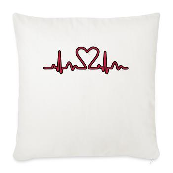 Lignes de impulsion d'électrocardiogramme de coeur - Housse de coussin décorative 45 x 45 cm - blanc nature - Devant