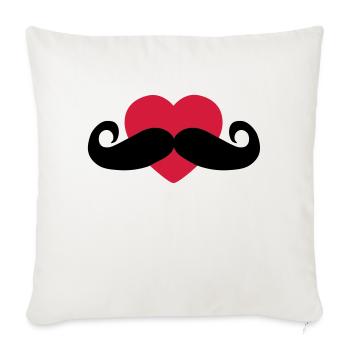 heart moustache / love moustache - Housse de coussin décorative 45 x 45 cm - blanc nature - Devant