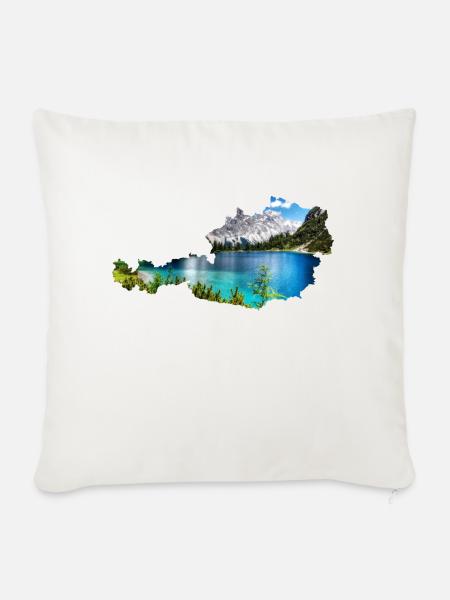 Österreich Berge See Panorama - Sofakissenbezug 45 x 45 cm - Naturweiß 