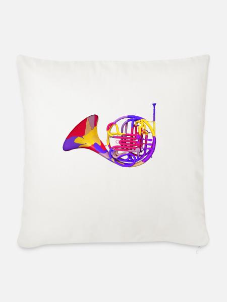 Horn, Musikinstrument, Blasinstrument - Sofakissenbezug 45 x 45 cm - Naturweiß 