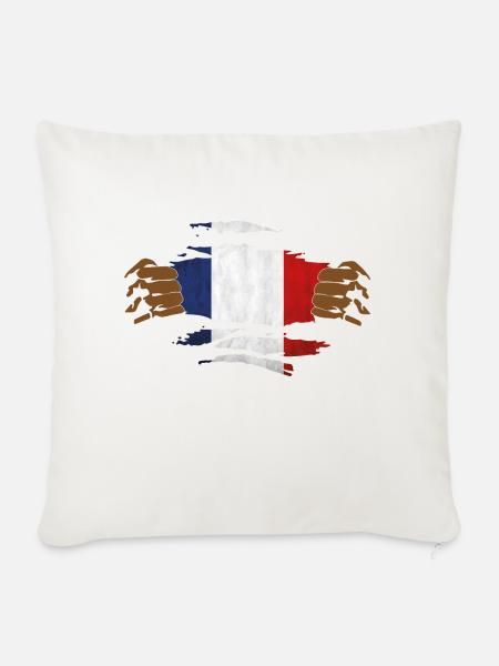 Unterstützer cdm2022 - Zerrissene FRA_1 - Sofakissenbezug 45 x 45 cm - Naturweiß