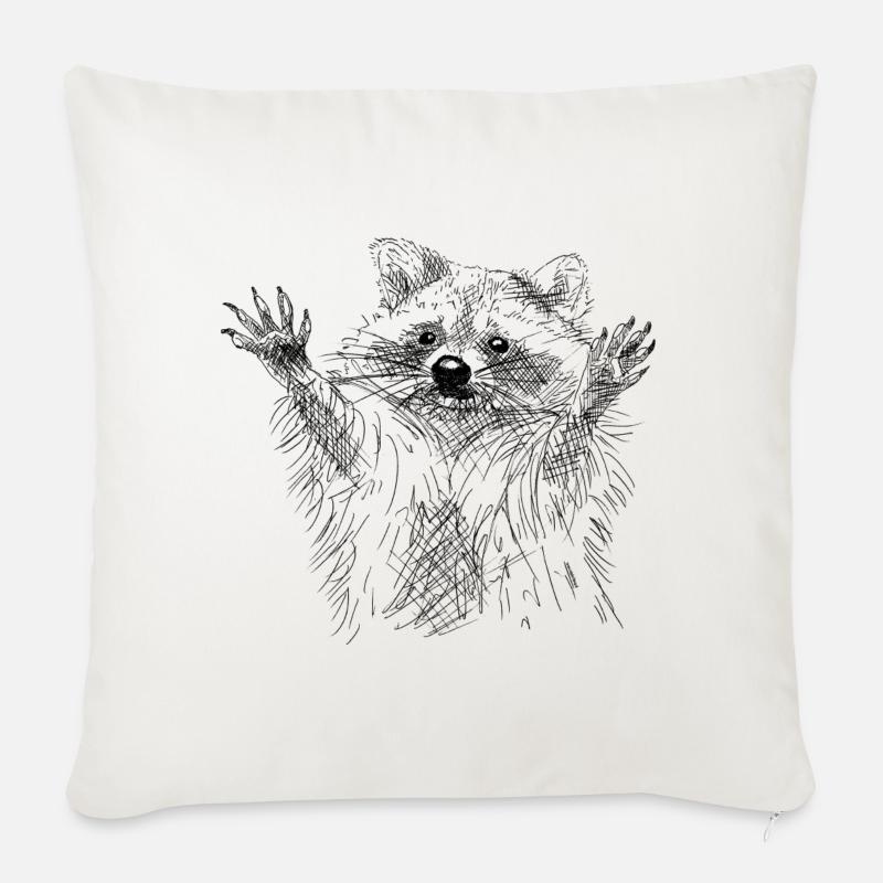 Waschbär - Sofakissenbezug 45 x 45 cm - Naturweiß 