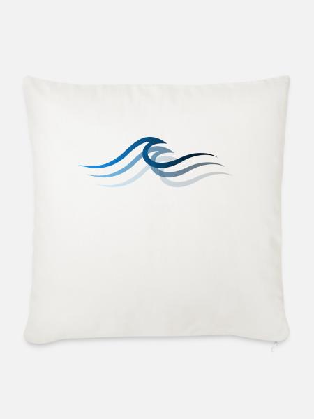 Welle wave Surfen Wasserratte Surfer - Sofakissenbezug 45 x 45 cm - Naturweiß 