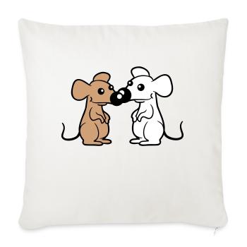 2 Mäuse Paar Verliebt Valentinstag Nasen berühren - Sofakissenbezug 45 x 45 cm - Naturweiß  - Vorne