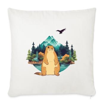 Marmotte - Housse de coussin décorative 45 x 45 cm - blanc nature - Devant