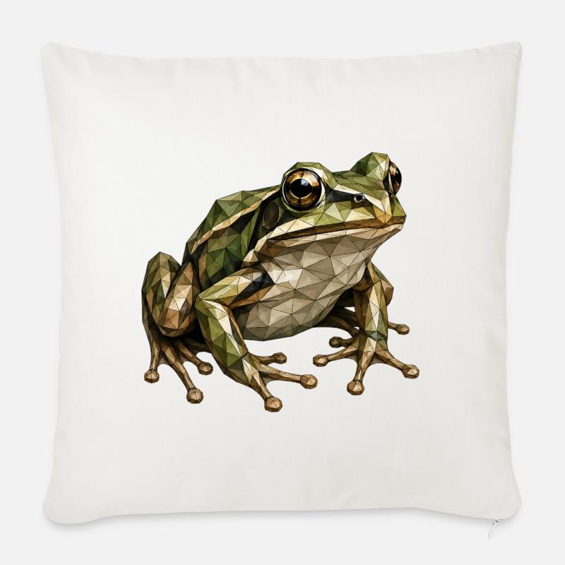 Geometrischer Frosch Polygonkunst - Sofakissenbezug 45 x 45 cm - Naturweiß 