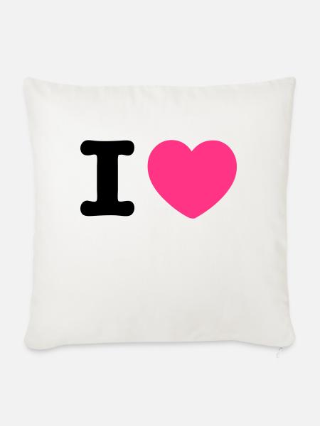 i heart herz - Sofakissenbezug 45 x 45 cm - Naturweiß