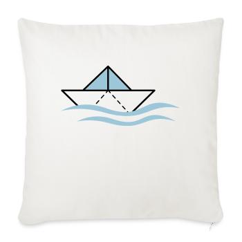 Bateau de papier sur les ondes - Housse de coussin décorative 45 x 45 cm - blanc nature - Devant