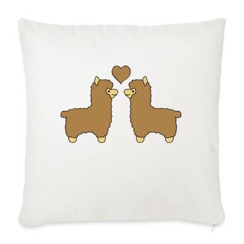 lama alpaca comic love - Sofakissenbezug 45 x 45 cm - Naturweiß  - Vorne