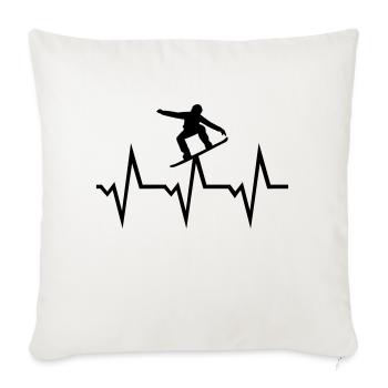 Snowboarding ECG Heartbeat - Housse de coussin décorative 45 x 45 cm - blanc nature - Devant
