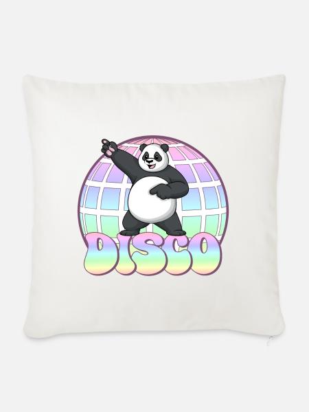 Panda Bär Tanzen Disco Party 70er Jahre Discokugel - Sofakissenbezug 45 x 45 cm - Naturweiß