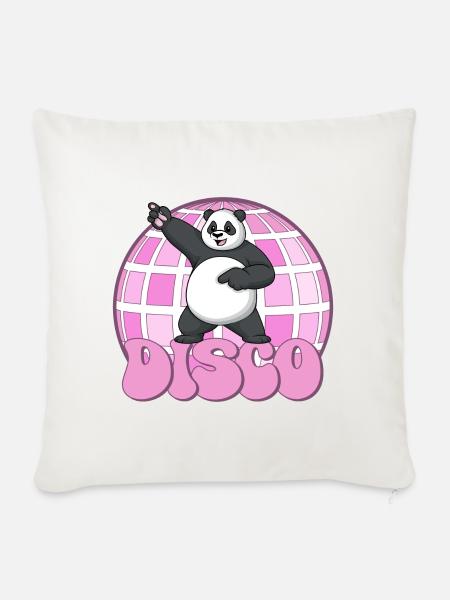 Panda Bär Tanzen Disco Party 70er Jahre Discokugel - Sofakissenbezug 45 x 45 cm - Naturweiß