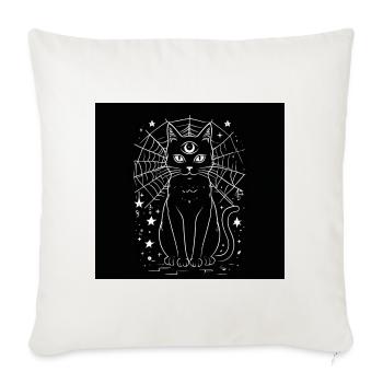 Magic Cat und Crescent Moon – Hexen-Goth - Sofakissenbezug 45 x 45 cm - Naturweiß  - Vorne