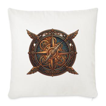 Steampunk compass with wings - Sofa pillowcase 17,3'' x 17,3'' (45 x 45 cm) - natural white - Front
