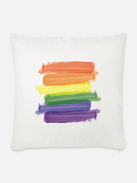 Regenbogen Pinsel (Strokes) - Sofakissenbezug 45 x 45 cm - Naturweiß